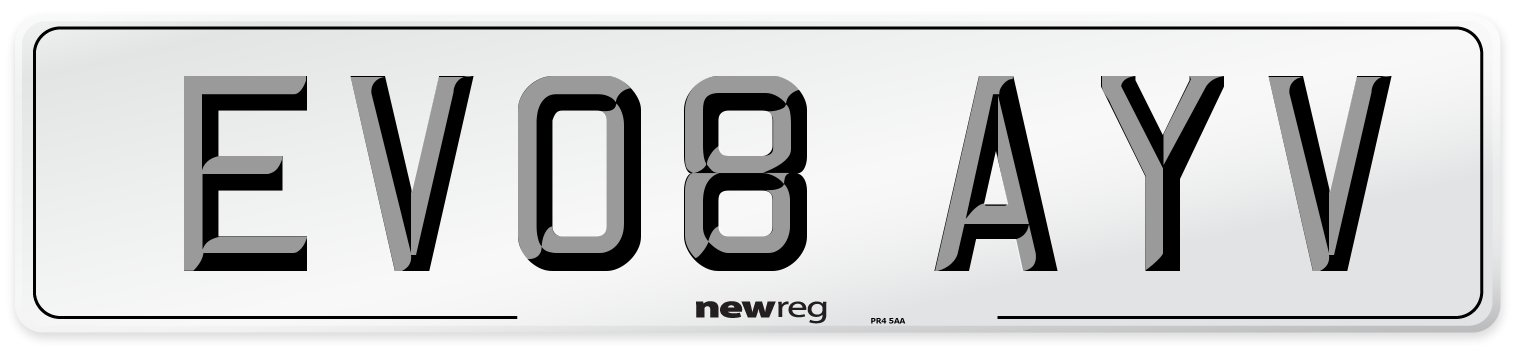 EV08 AYV Number Plate from New Reg